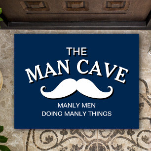 Customized Blue Funny Man Cave Sign Doormat