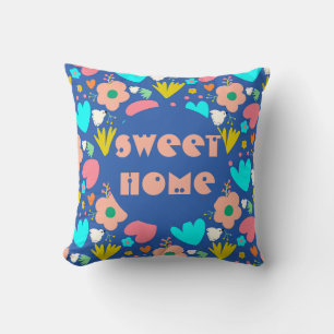 Customized blue garden throw pillow