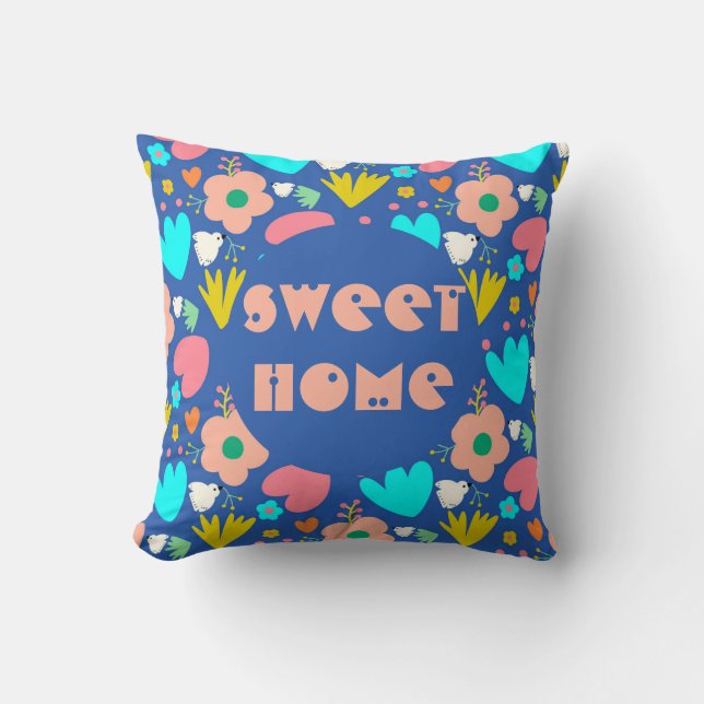 Customized blue garden throw pillow (Front)