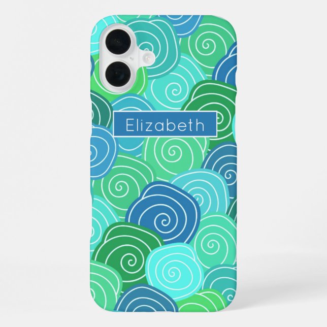 Customized Blue Green Rolling Circles Pattern iPhone Case (Back)