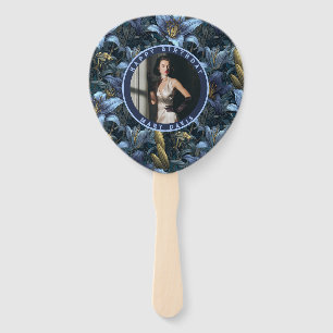 Customized Blue Lilies Fantasy Birthday Event Hand Fan
