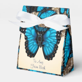 Customized Blue Morpho Butterfly Swirl Favor Box