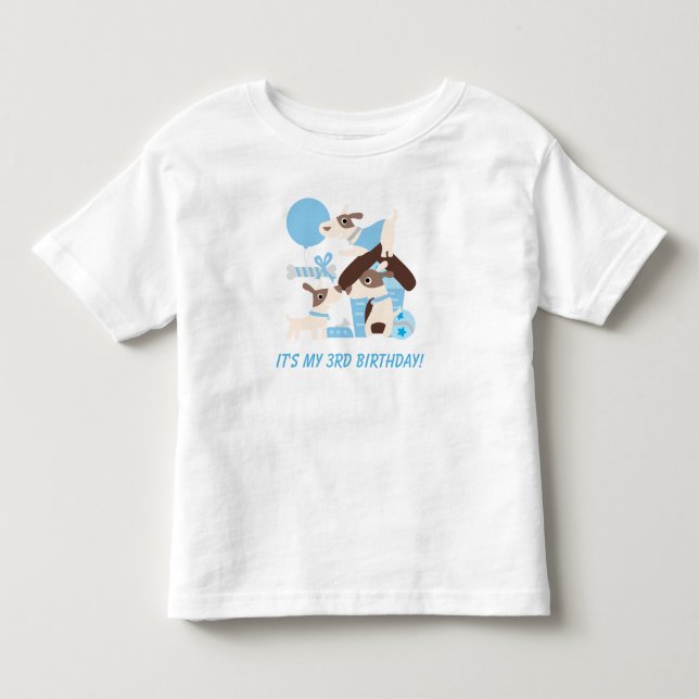 Customized Blue Puppy Dog Birthday Tshirt (Front)