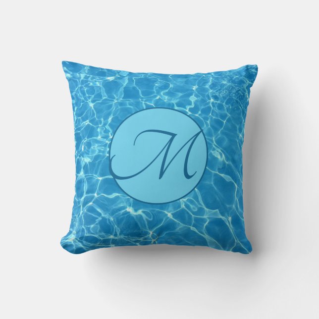 Customized Blue Water Reflections Throw Pillow (Front)
