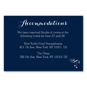 Customized Blue Wedding Accommodation Card