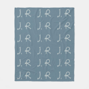 Customized Blue White Rope Knot Monogram Soft Warm Fleece Blanket