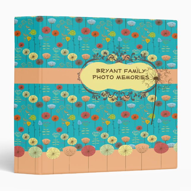 Customized Blue With Dandelions Photo Binder (Front/Spine)