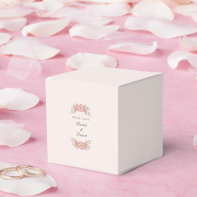 Customized Blush Garden Floral Minimal Wedding Favor Box (Wedding)