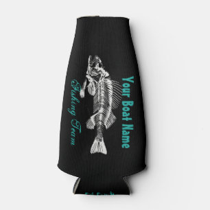 Customized Boat Name with Skeleton Fish Bottle Cooler