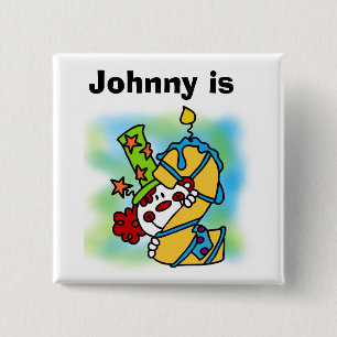 Customized Boy Clown Birthday Button