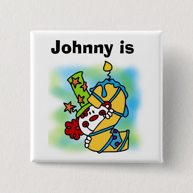 Customized Boy Clown Birthday Button (Front)