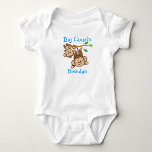 Customized Boy Monkeys Big Cousin Baby Bodysuit