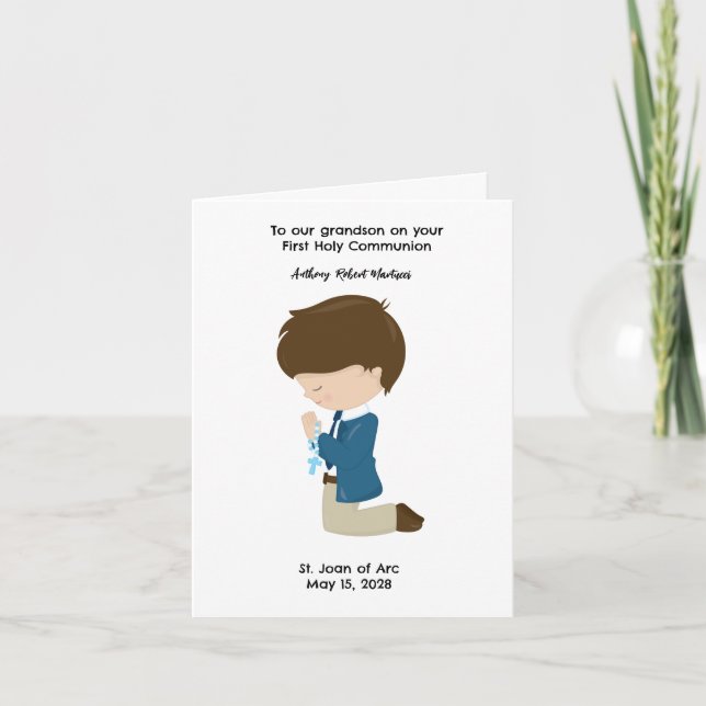 Customized Boys First Holy Communion  Card (Front)