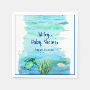 Customized Boys Sea Turtle Baby Shower Napkins