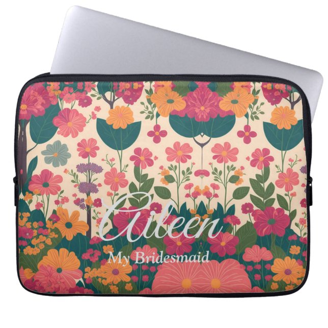 Customized Bridesmaid Gift Idea Laptop Sleeve (Front)