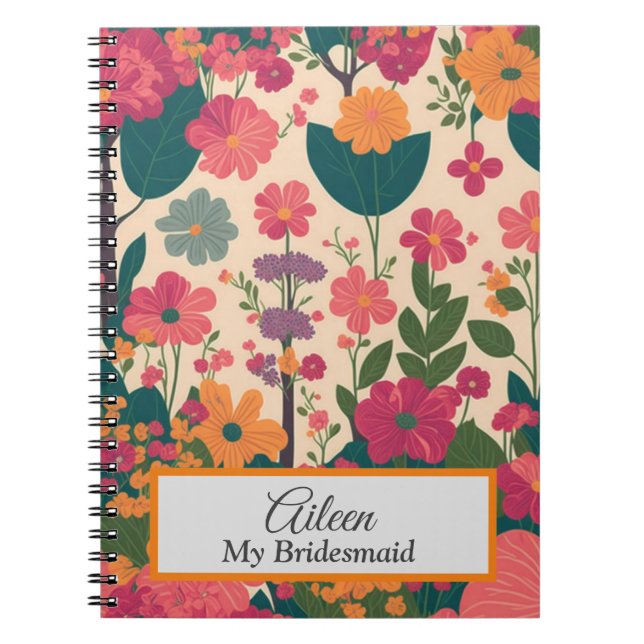 Customized Bridesmaid Gift Idea Notebook (Front)