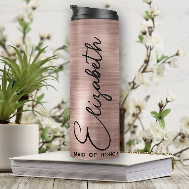 Customized Bridesmaid Gifts Rose Gold Bride Squad Thermal Tumbler (Creator Uploaded)