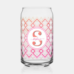Customized Bridesmaid Name Gift for Her Pink Can Glass