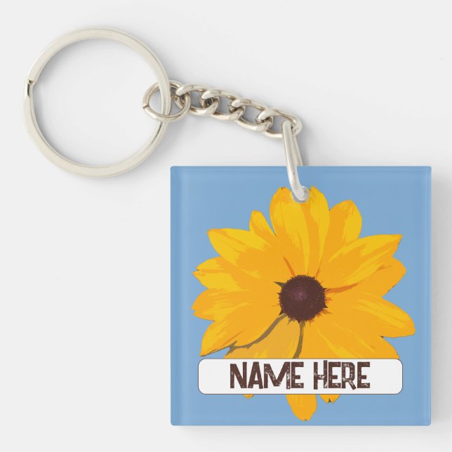 Customized Brown Eyed Susan with Personalized Note Keychain (Front)