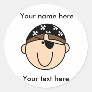 Customized Brown Haired Pirate Classic Round Sticker