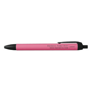 Customized Business, Corporate Logo and Name, Pink Black Ink Pen