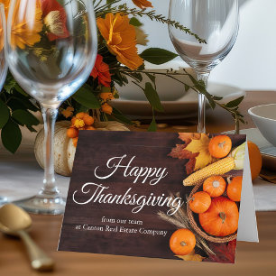 Customized Business Happy Thanksgiving Pumpkins Holiday Card
