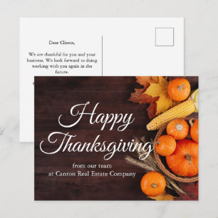 Customized Business Happy Thanksgiving Pumpkins Holiday Postcard