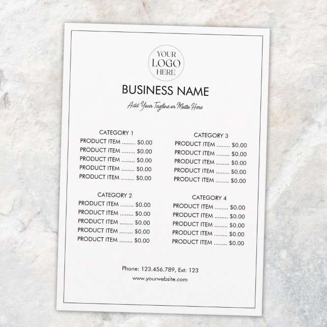 Customized Business Logo Modern Menu Price List  (Creator Uploaded)