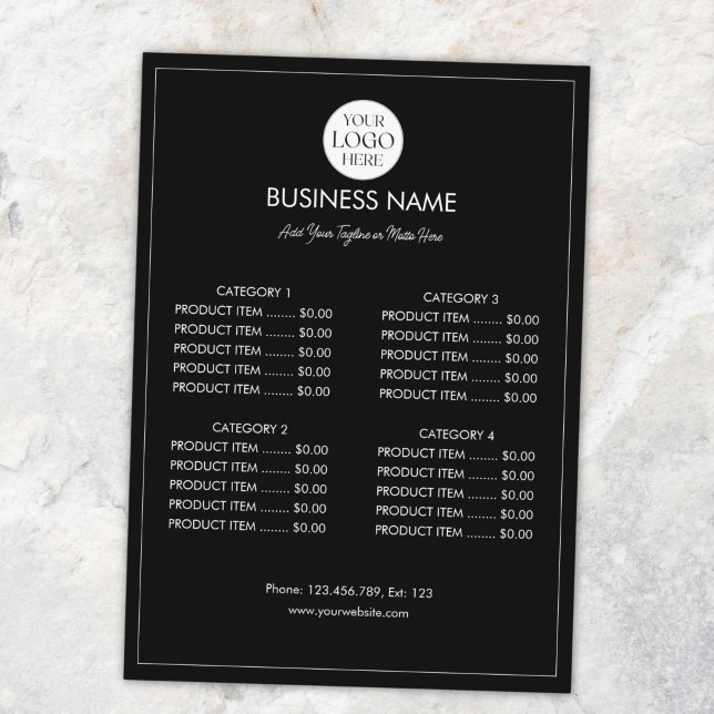 Customized Business Logo Modern Menu Price List  (Creator Uploaded)