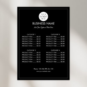 Customized Business Logo Modern Menu Price List Poster