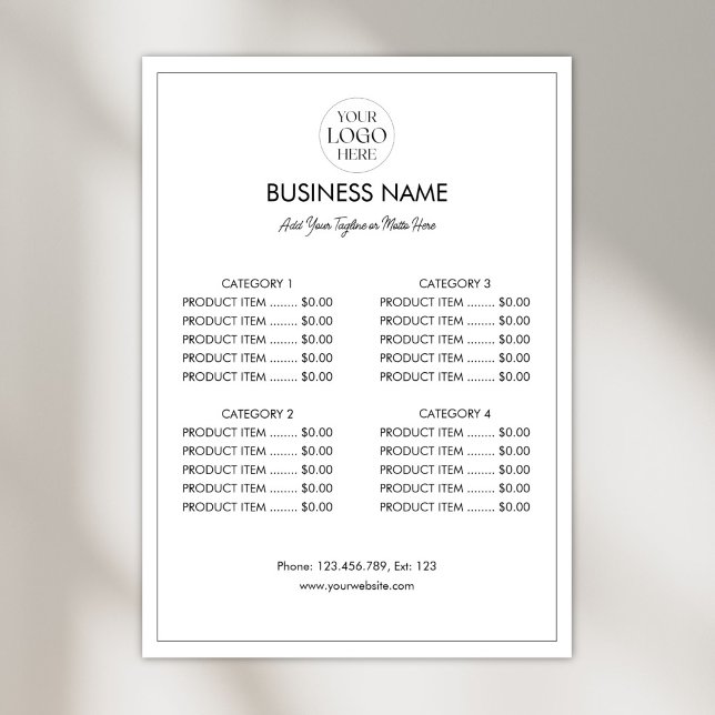 Customized Business Logo Modern Menu Price List  Poster (Creator Uploaded)