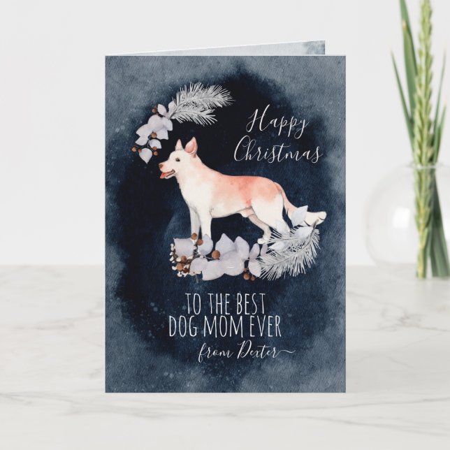 Customized Canaan Dog Mom Christmas Holiday Card (Front)