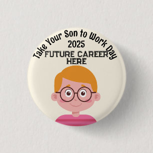 Customized Career Take Child To Work Redhead Boy 1 Inch Round Button
