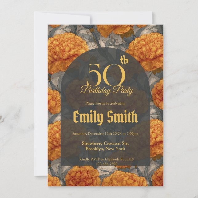 Customized Carnation Themed Spring Birthday Invitation (Front)