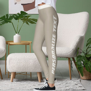 Customized Cat Lover Pet Mom Warm Taupe Neutral Leggings