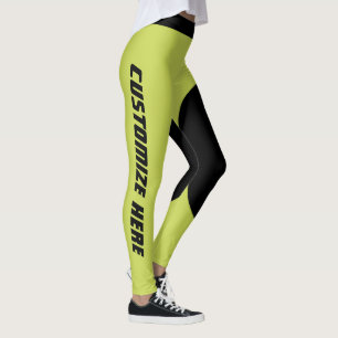 Customized Cat Lover Pet Mom Yellow Green Black Leggings