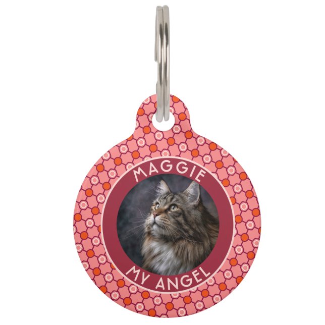 Customized Cat Lover Present Hexagon Motif Pet Tag (Front)