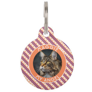 Customized Cat Mom Gift Stripes Pattern Pet Tag