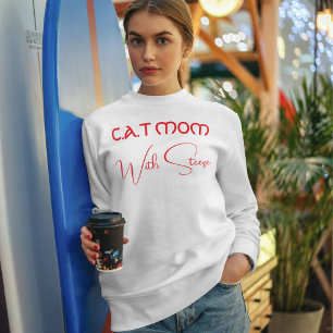 Customized Cat Mom Red Script Funny Pet Lover Sweatshirt