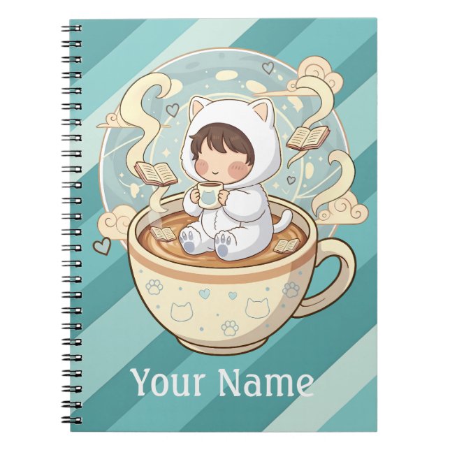 Customized Cat Notebook Journal for Student Writer (Front)