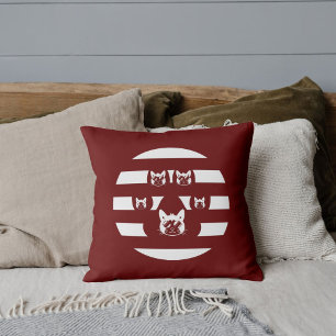 Customized Cat Paw Vintage Sunset On White And Red Throw Pillow