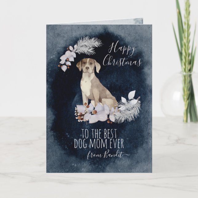 Customized Catahoula Leopard Hound Mom Christmas  Holiday Card (Front)