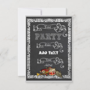 Customized chalkboard boys party invite retro toys