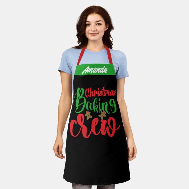 Customized Chef Name Aprons, Christmas Baking Crew Apron (Worn)
