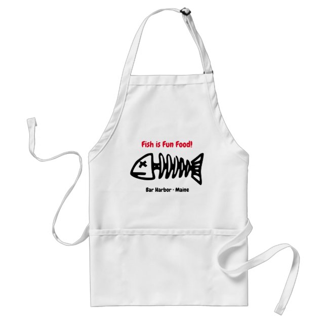 Customized Chef's Apron Fish Skeleton Graphic (Front)