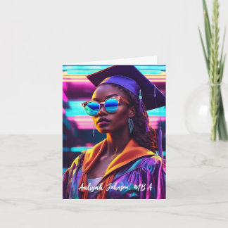 Customized Chic African-American Woman Graduation Card