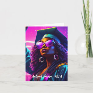 Customized Chic African-American Woman Graduation Card