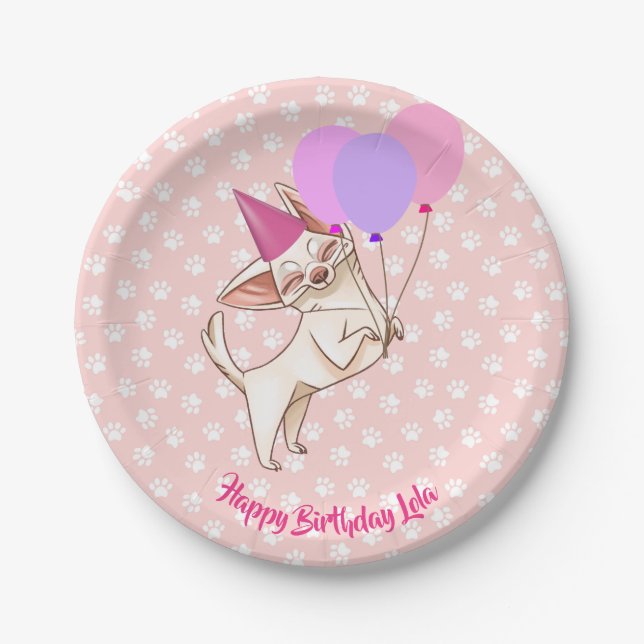 Customized Chihuahua Paper Party Plates (Front)