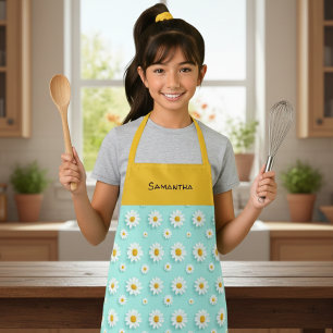 Customized children's apron with orange daisy 