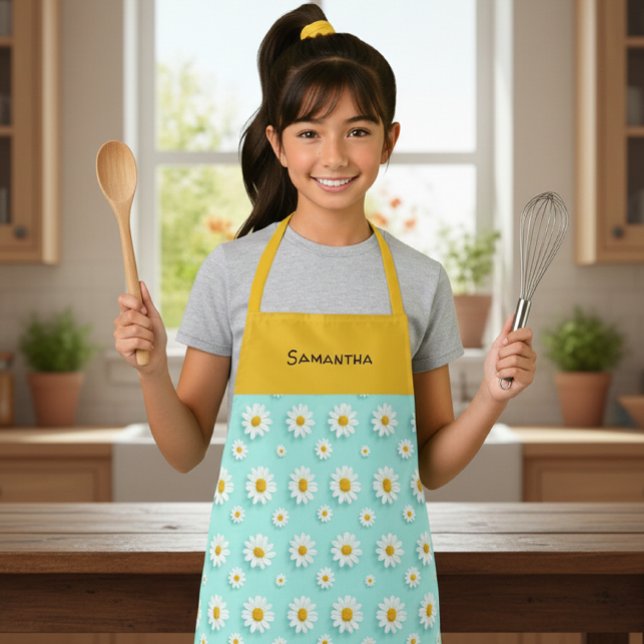 Customized children's apron with orange daisy  (Creator Uploaded)